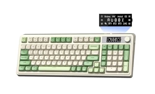 AULA S99 Pro Wireless Keyboard, Display Screen & Media Knob, Tri-Mode Bluetooth/2.4G/USB-C RGB Creamy Gaming Keyboard with Number Pad Macro Keys, Custom Computer Keyboards for Laptop PC Gamer - Green main image