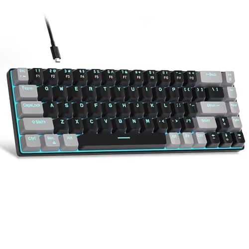 MageGee Portable 60% Mechanical Gaming Keyboard, MK-Box LED Backlit Compact 68 Keys Mini Wired Office Keyboard with Red Switch for Windows Laptop PC Mac - Black/Grey main image