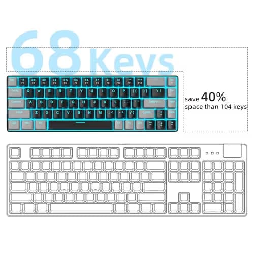 MageGee Portable 60% Mechanical Gaming Keyboard, MK-Box LED Backlit Compact 68 Keys Mini Wired Office Keyboard with Red Switch for Windows Laptop PC Mac - Black/Grey image