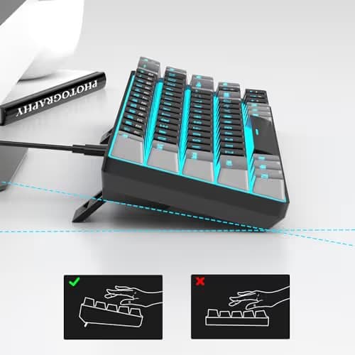 MageGee Portable 60% Mechanical Gaming Keyboard, MK-Box LED Backlit Compact 68 Keys Mini Wired Office Keyboard with Red Switch for Windows Laptop PC Mac - Black/Grey image