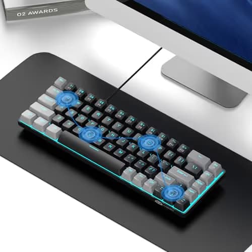 MageGee Portable 60% Mechanical Gaming Keyboard, MK-Box LED Backlit Compact 68 Keys Mini Wired Office Keyboard with Red Switch for Windows Laptop PC Mac - Black/Grey image