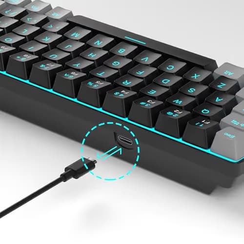 MageGee Portable 60% Mechanical Gaming Keyboard, MK-Box LED Backlit Compact 68 Keys Mini Wired Office Keyboard with Red Switch for Windows Laptop PC Mac - Black/Grey image