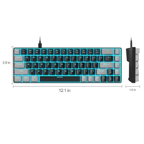 MageGee Portable 60% Mechanical Gaming Keyboard, MK-Box LED Backlit Compact 68 Keys Mini Wired Office Keyboard with Red Switch for Windows Laptop PC Mac - Black/Grey image