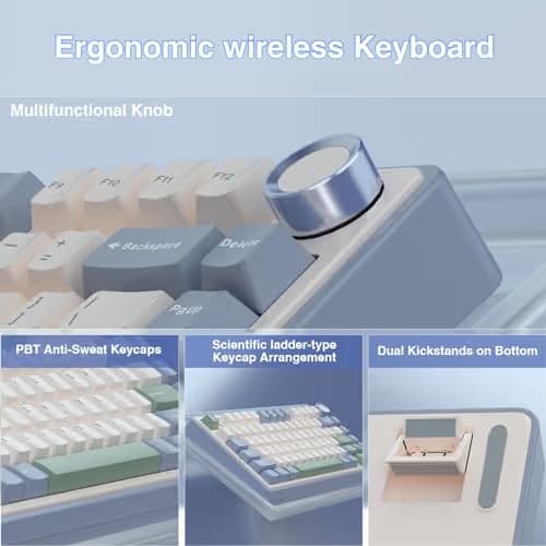 AULA F75 75% Wireless Mechanical Keyboard, Hot Swappable Creamy Keyboard, Pre-lubed Reaper Switches RGB Backlit Gaming Keyboards, 2.4GHz/Type-C/BT5.0(White & Green) image