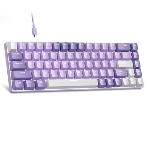 MageGee Portable 60% Mechanical Gaming Keyboard, MK-Box LED White Backlit Compact 68 Keys Mini Wired Office Keyboard with Red Switch for Windows Laptop PC Mac - Violets image