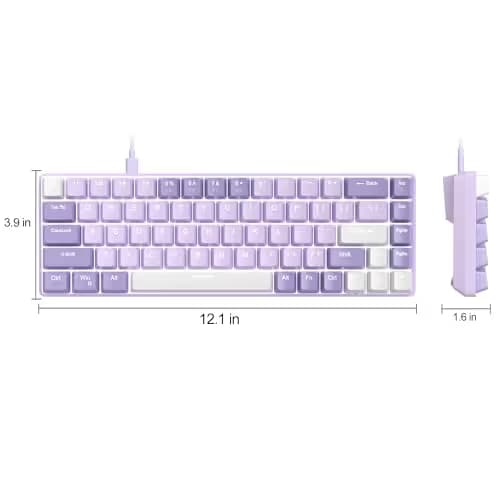 MageGee Portable 60% Mechanical Gaming Keyboard, MK-Box LED White Backlit Compact 68 Keys Mini Wired Office Keyboard with Red Switch for Windows Laptop PC Mac - Violets image
