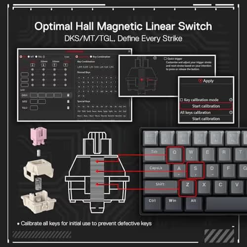 Redragon K617 GB Rapid Trigger HE Gaming Keyboard, 60% 61 Keys Wired Mechanical Keyboard w/Hyper-Fast Actuation, Dedicated Hall Effect Magnetic Switch, Actuation Point Adjustable, 8K Hz Polling Rate image