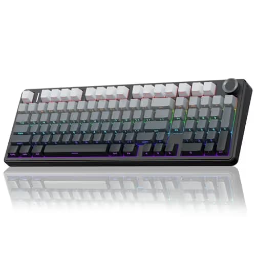 AULA F99 Pro Wireless Mechanical Keyboard with Knob,Gasket Structure,Tri-Mode BT5.0/USB-C/2.4GHz Hot Swappable Keyboard,Creamy Sound,RGB Backlit PBT Keycaps Computer Gaming Keyboards image