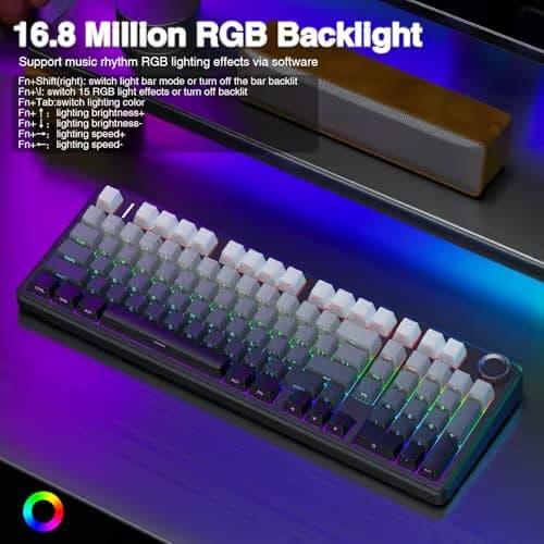 AULA F99 Pro Wireless Mechanical Keyboard with Knob,Gasket Structure,Tri-Mode BT5.0/USB-C/2.4GHz Hot Swappable Keyboard,Creamy Sound,RGB Backlit PBT Keycaps Computer Gaming Keyboards image