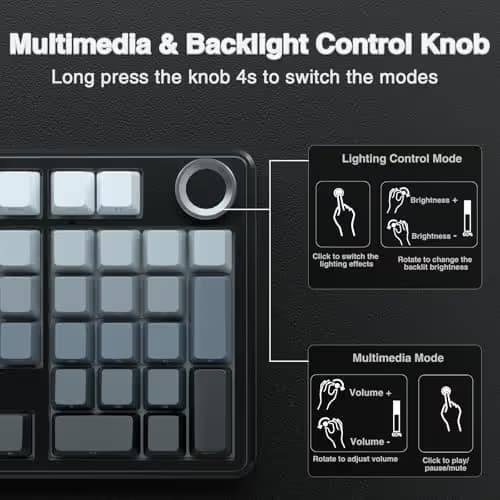 AULA F99 Pro Wireless Mechanical Keyboard with Knob,Gasket Structure,Tri-Mode BT5.0/USB-C/2.4GHz Hot Swappable Keyboard,Creamy Sound,RGB Backlit PBT Keycaps Computer Gaming Keyboards image