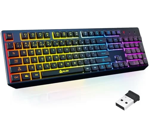 KLIM Chroma Wireless Keyboard – RGB Backlit Gaming, Rechargeable Battery, PC Keyboard, Durable & Water-Resistant, Compatible with PS4, PS5 & Mac - Black main image