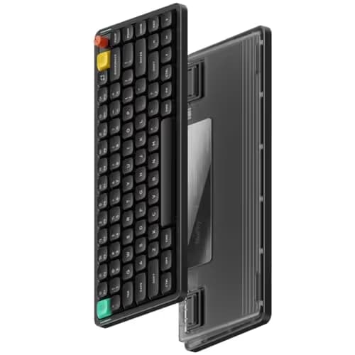 nuphy Air75 V3 Hot Swappable Wireless Mechanical Keyboard, 84 Keys 75% Custom Low Profile Keyboard with Knob, RGB Backlit, Gasket Mounted, Support Bluetooth/2.4GHz/USB-C,Black-Red Nano image