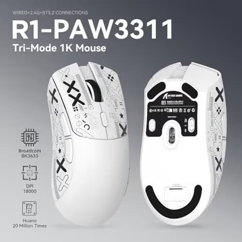 ATTACK SHARK X68 HE Wired Rapid Trigger Mechanical Gaming Keyboard and R1 Mouse with Adjustable Actuation,Coiled Cable,USB C/2.4Ghz Wireless/BT Ultralight 18K DPI Mice for Esport Gamer(White Contour) image