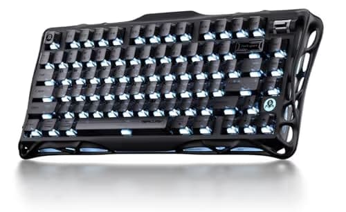 GravaStar Mercury K1 75% Wireless Mechanical Keyboard, Aluminum Alloy Gaming Keyboard with Knob, Hot Swappable, Linear Switches, Transparent Keycaps, RGB Backlit, 2.4GHz/BT5.0/USB for PC Gaming main image