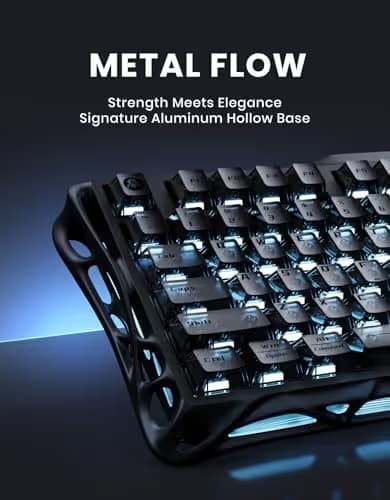 GravaStar Mercury K1 75% Wireless Mechanical Keyboard, Aluminum Alloy Gaming Keyboard with Knob, Hot Swappable, Linear Switches, Transparent Keycaps, RGB Backlit, 2.4GHz/BT5.0/USB for PC Gaming image