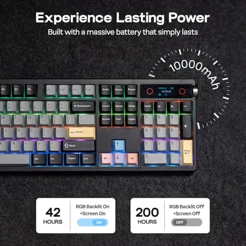 EPOMAKER TH108 PRO Full Size Mechanical Keyboard with Screen & Knob, Wireless Gaming Keyboard with 10000mAh, Creamy Gasket, Hot Swap, Custom Driver, RGB Backlight (Black, Creamy Jade) image