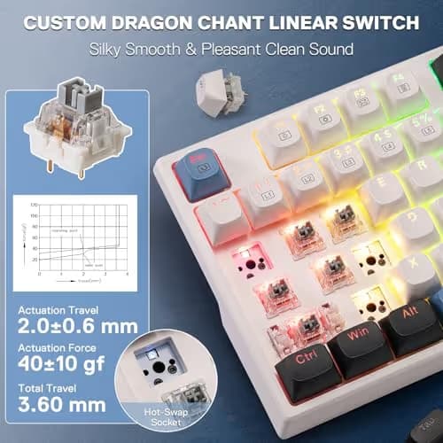 Redragon K668 Wired Gasket RGB Gaming Keyboard, 108 Keys Mechanical Keyboard w/Extra 4 Hotkeys, Upgraded Hot-swappable Socket, Sound Absorbing Foam, Mixed Color Keycaps, Custom Linear Switch image