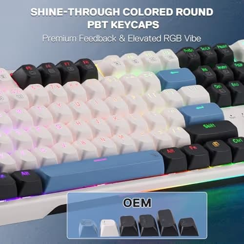 Redragon K668 Wired Gasket RGB Gaming Keyboard, 108 Keys Mechanical Keyboard w/Extra 4 Hotkeys, Upgraded Hot-swappable Socket, Sound Absorbing Foam, Mixed Color Keycaps, Custom Linear Switch image