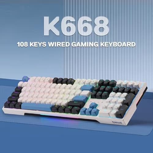 Redragon K668 Wired Gasket RGB Gaming Keyboard, 108 Keys Mechanical Keyboard w/Extra 4 Hotkeys, Upgraded Hot-swappable Socket, Sound Absorbing Foam, Mixed Color Keycaps, Custom Linear Switch image