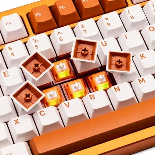 KEEBMONKEY WOBKEY Rainy 75 Aluminum HMX/JWK Switches Mechanical Keyboard with Superior Acoustics, Wired, BT, 2.4G Wireless Connectivity (Pro Orange(Mirrored Glass Weight)) image