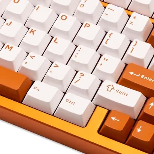 KEEBMONKEY WOBKEY Rainy 75 Aluminum HMX/JWK Switches Mechanical Keyboard with Superior Acoustics, Wired, BT, 2.4G Wireless Connectivity (Pro Orange(Mirrored Glass Weight)) image