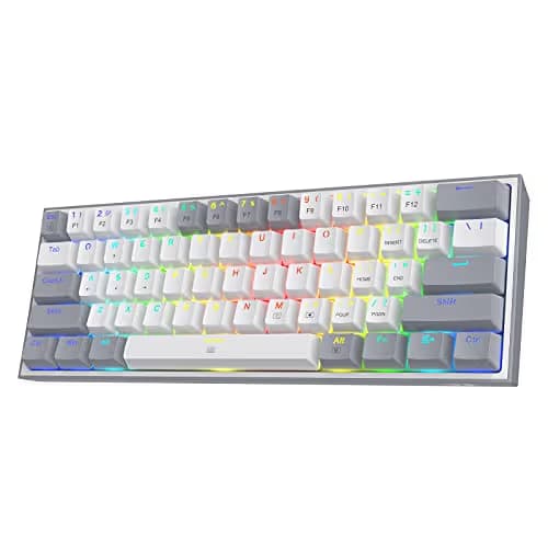 Redragon K617 Fizz 60% Wired RGB Gaming Keyboard, 61 Keys Hot-Swap Compact Mechanical Keyboard w/White and Grey Color Keycaps, Linear Red Switch, Pro Driver/Software Supported image