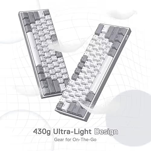 Redragon K617 Fizz 60% Wired RGB Gaming Keyboard, 61 Keys Hot-Swap Compact Mechanical Keyboard w/White and Grey Color Keycaps, Linear Red Switch, Pro Driver/Software Supported image
