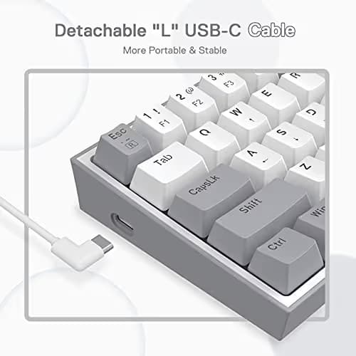 Redragon K617 Fizz 60% Wired RGB Gaming Keyboard, 61 Keys Hot-Swap Compact Mechanical Keyboard w/White and Grey Color Keycaps, Linear Red Switch, Pro Driver/Software Supported image