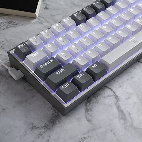 Redragon K617 Fizz 60% Wired RGB Gaming Keyboard, 61 Keys Hot-Swap Compact Mechanical Keyboard w/White and Grey Color Keycaps, Linear Red Switch, Pro Driver/Software Supported image