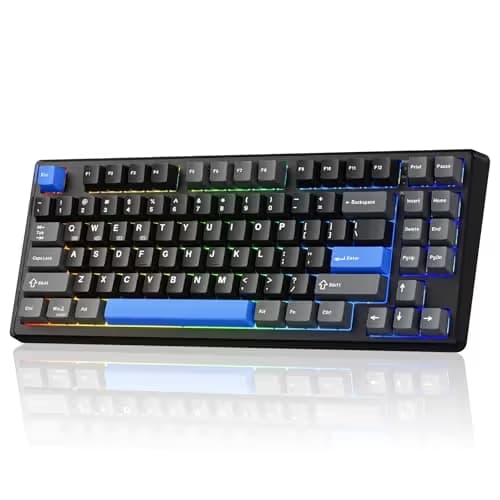 Kisnt KN85 Wireless Mechanical Gaming Keyboard, 75% Layout with RGB Backlit, Custom Hot Swappable, Creamy Sound, Bluetooth/2.4GHz/USB-C Compatible with Windows/Mac/PC (Textured Black,Linear Switch) image