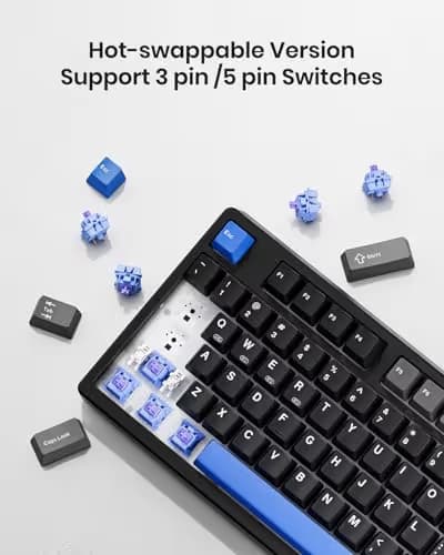 Kisnt KN85 Wireless Mechanical Gaming Keyboard, 75% Layout with RGB Backlit, Custom Hot Swappable, Creamy Sound, Bluetooth/2.4GHz/USB-C Compatible with Windows/Mac/PC (Textured Black,Linear Switch) image