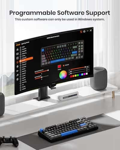 Kisnt KN85 Wireless Mechanical Gaming Keyboard, 75% Layout with RGB Backlit, Custom Hot Swappable, Creamy Sound, Bluetooth/2.4GHz/USB-C Compatible with Windows/Mac/PC (Textured Black,Linear Switch) image
