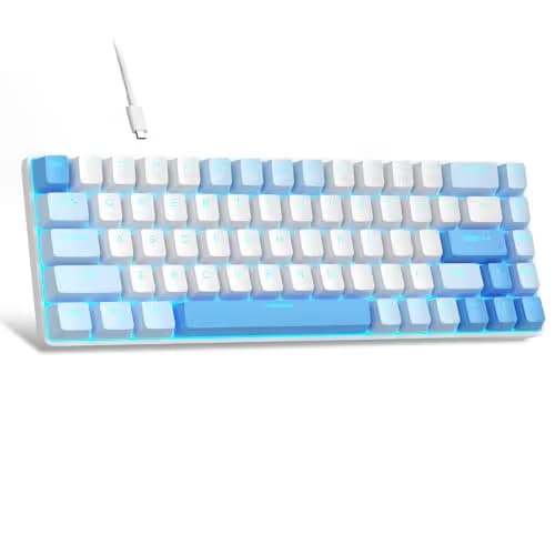 MageGee Portable 60% Mechanical Gaming Keyboard, MK-Box LED Backlit Compact 68 Keys Mini Wired Office Keyboard with Red Switch for Windows Laptop PC Mac - Sky Blue image