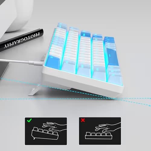 MageGee Portable 60% Mechanical Gaming Keyboard, MK-Box LED Backlit Compact 68 Keys Mini Wired Office Keyboard with Red Switch for Windows Laptop PC Mac - Sky Blue image