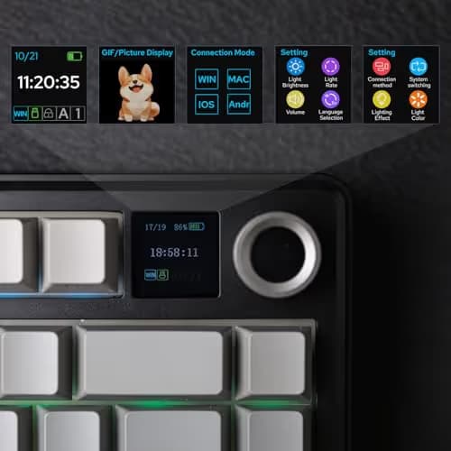 EPOMAKER X Aula F75 MAX Wireless Mechanical Keyboard with TFT Screen and Knob, Gasket Gaming Keyboard in 75% Layout, Hot Swappable, RGB Backlight, for PC/Mac/Linux (Black Gradient) image