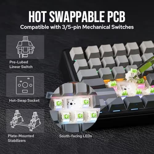 EPOMAKER X Aula F75 MAX Wireless Mechanical Keyboard with TFT Screen and Knob, Gasket Gaming Keyboard in 75% Layout, Hot Swappable, RGB Backlight, for PC/Mac/Linux (Black Gradient) image