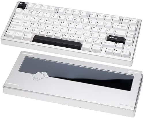 KEEBMONKEY WOBKEY Rainy 75 CNC Aluminum HMX/JWK/Cocoa Switches Triple-Mode Connectivity Mechanical Keyboard with Superior Acoustics, No RGB/PP/Mirrored Glass/3500mAh/Violet Switch (Lite - Silver) image