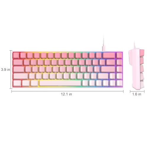 MageGee Portable 60% Mechanical Gaming Keyboard, RGB Backlit Compact 68 Keys Mini Wired Office Keyboard with Red Switches for Laptop PC Mac, Side Printed Keycap - Pink image