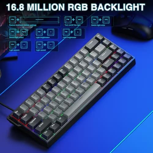 AULA WIN68 HE PRO - Hall Effect Gaming Keyboard with Magnetic Switch, Fast Trigger Mode Adjustable Actuation, 8KHz Polling Rate, Wired RGB Backlit Mechanical Gaming Keyboard 60 Percent Compact Design image