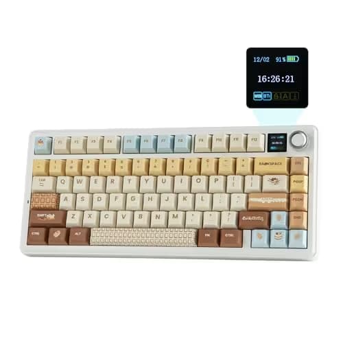 EPOMAKER X Aula F75 MAX Wireless Mechanical Keyboard with TFT Screen and Knob, Gasket Keyboard in 75% Layout, Hot Swappable Gaming Keyboard for PC/Mac/Linux (Caramel) image