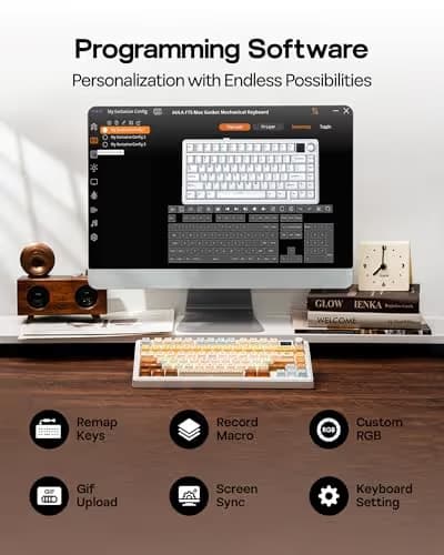 EPOMAKER X Aula F75 MAX Wireless Mechanical Keyboard with TFT Screen and Knob, Gasket Keyboard in 75% Layout, Hot Swappable Gaming Keyboard for PC/Mac/Linux (Caramel) image
