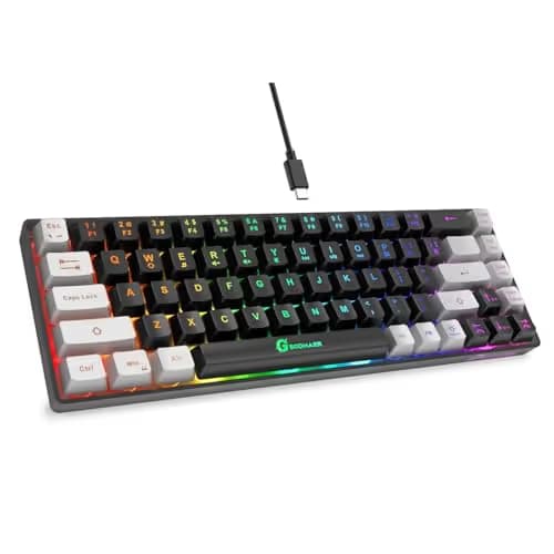 GEODMAER 65% Gaming Keyboard, LED Backlit Mini Wired Gaming Keyboard, Ultra-Compact Anti-Ghosting No-Conflict 68 Keys Gaming Wired Keyboard for PC Laptop Gamer main image