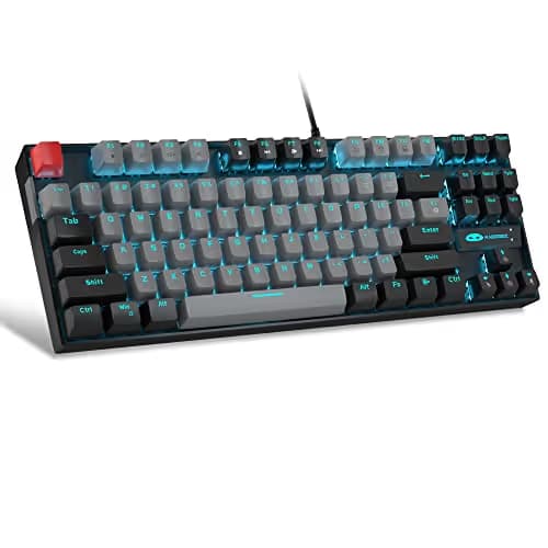 MageGee 75% Mechanical Gaming Keyboard, Blue Switch, LED Backlit, 87 Keys Compact TKL Wired Computer Keyboards for Windows Laptop PC Gamer - Grey/Black main image