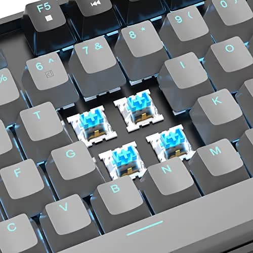 MageGee 75% Mechanical Gaming Keyboard, Blue Switch, LED Backlit, 87 Keys Compact TKL Wired Computer Keyboards for Windows Laptop PC Gamer - Grey/Black image