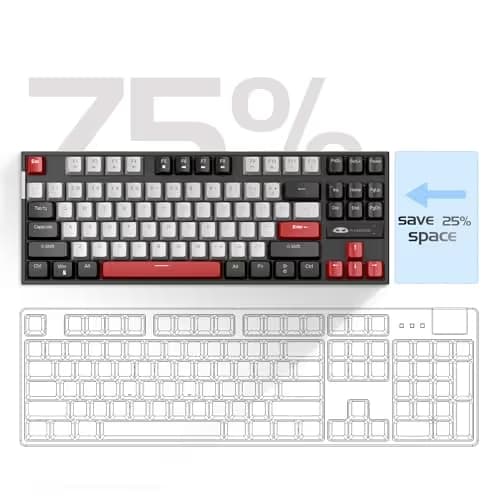 MageGee 75% Mechanical Gaming Keyboard, Blue Switch, LED Backlit, 87 Keys Compact TKL Wired Computer Keyboards for Windows Laptop PC Gamer - Grey/Black image