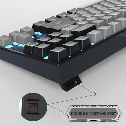 MageGee 75% Mechanical Gaming Keyboard, Blue Switch, LED Backlit, 87 Keys Compact TKL Wired Computer Keyboards for Windows Laptop PC Gamer - Grey/Black image