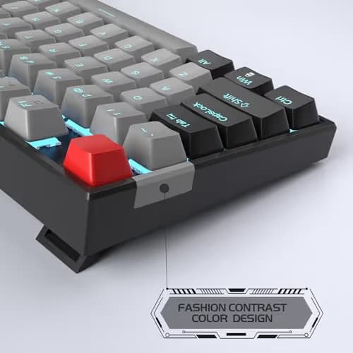 MageGee 75% Mechanical Gaming Keyboard, Blue Switch, LED Backlit, 87 Keys Compact TKL Wired Computer Keyboards for Windows Laptop PC Gamer - Grey/Black image