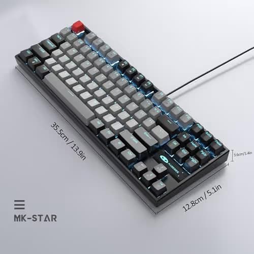 MageGee 75% Mechanical Gaming Keyboard, Blue Switch, LED Backlit, 87 Keys Compact TKL Wired Computer Keyboards for Windows Laptop PC Gamer - Grey/Black image