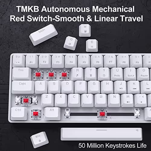 DIERYA T68SE 60% Gaming Mechanical Keyboard,Ultra Compact Mini 68 Key with Red Switches Wired Keyboard,Anti-Ghosting Keys, for Windows Laptops and PC Gamers,White image