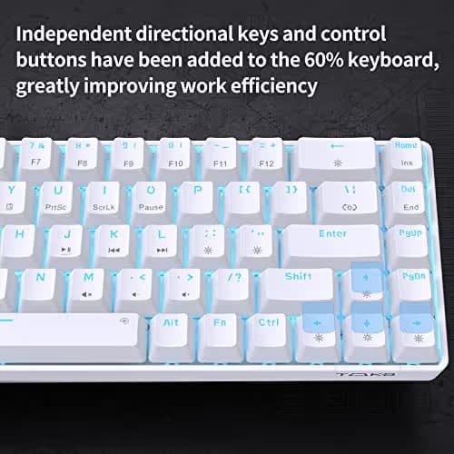 DIERYA T68SE 60% Gaming Mechanical Keyboard,Ultra Compact Mini 68 Key with Red Switches Wired Keyboard,Anti-Ghosting Keys, for Windows Laptops and PC Gamers,White image